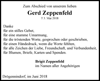 Anzeige von Gerd Zeppenfeld von LZ